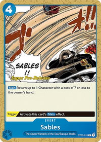 Sables - Super Pre-Release Starter Deck 3: The Seven Warlords of the Sea (ST-03 PRE) #ST03-015 - Common One Piece Trading Card