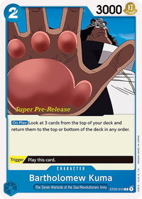 Bartholomew Kuma - Super Pre-Release Starter Deck 3: The Seven Warlords of the Sea (ST-03 PRE) #ST03-010 - Common One Piece Trading Card