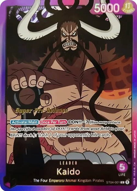 Kaido (001) - Super Pre-Release Starter Deck 4: Animal Kingdom Pirates One Piece trading card
