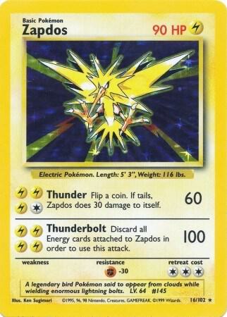 Zapdos - Base Set Pokémon trading card