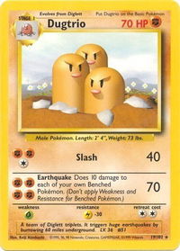 Dugtrio - Base Set (BS) #019/102 - Rare Pokémon Trading Card