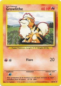 Growlithe - Base Set (BS) #028/102 - Uncommon Pokémon Trading Card