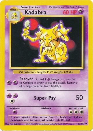 Kadabra - Base Set Pokémon trading card