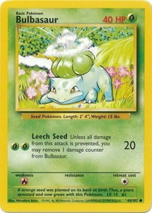 Bulbasaur - Base Set (BS) #044/102 - Common Pokémon Trading Card