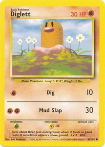 Diglett - Base Set (BS) #047/102 - Common Pokémon Trading Card