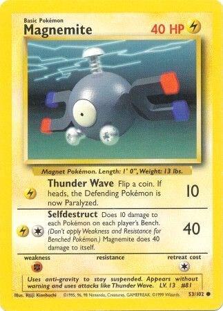 Magnemite trading card from Base Set Magnemite - Base Set Pokémon trading card