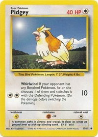Pidgey - Base Set (BS) #057/102 - Common Pokémon Trading Card