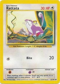 Rattata - Base Set (BS) #061/102 - Common Pokémon Trading Card
