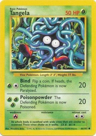 Tangela trading card from Base Set Tangela - Base Set Pokémon trading card