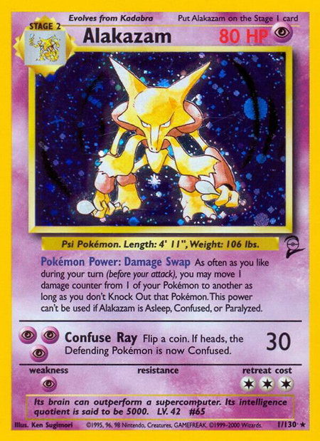 Alakazam trading card from Base Set 2 Alakazam - Base Set 2 Pokémon trading card
