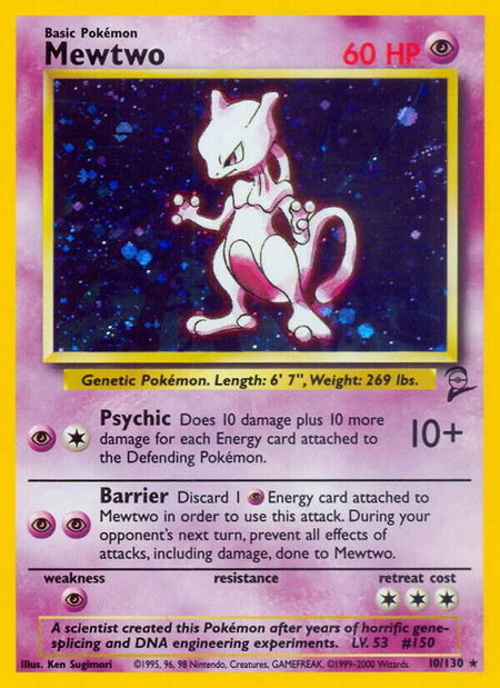 Mewtwo trading card from Base Set 2 Mewtwo - Base Set 2 Pokémon trading card