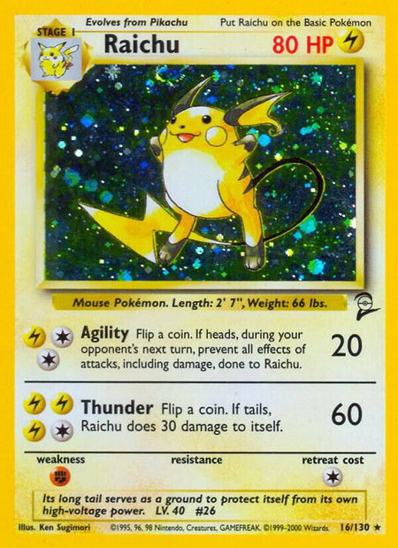 Raichu - Base Set 2 Pokémon trading card