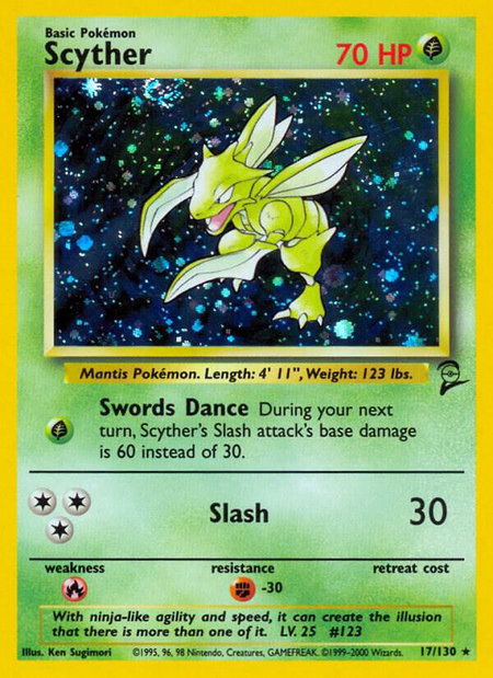 Scyther trading card from Base Set 2 Scyther - Base Set 2 Pokémon trading card
