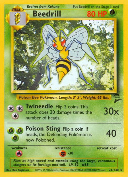 Beedrill trading card from Base Set 2 Beedrill - Base Set 2 Pokémon trading card
