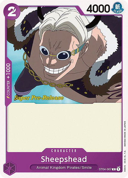 Sheepshead trading card from Super Pre-Release Starter Deck 4: Animal Kingdom Pirates Sheepshead - Super Pre-Release Starter Deck 4: Animal Kingdom Pirates One Piece trading card