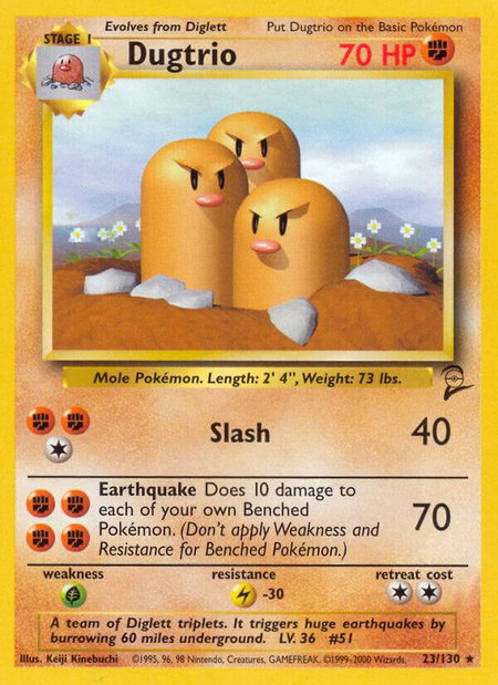 Dugtrio - Base Set 2 Pokémon trading card