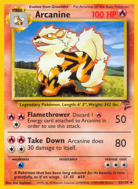 Arcanine - Base Set 2 Pokémon trading card