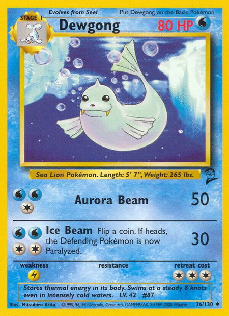 Dewgong trading card from Base Set 2 Dewgong - Base Set 2 Pokémon trading card