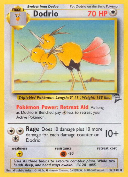 Dodrio trading card from Base Set 2 Dodrio - Base Set 2 Pokémon trading card