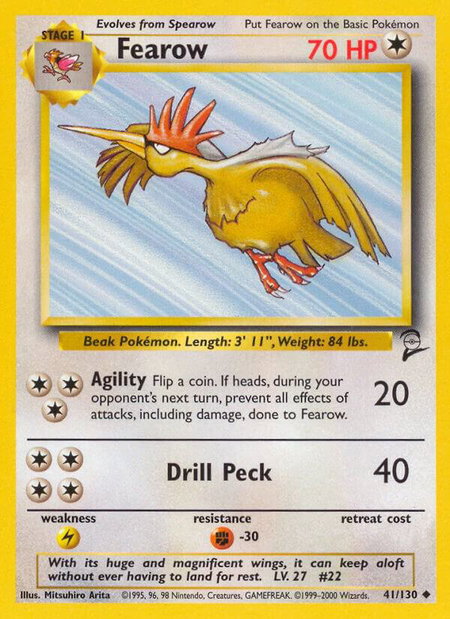 Fearow trading card from Base Set 2 Fearow - Base Set 2 Pokémon trading card
