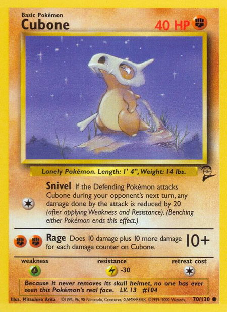 Cubone trading card from Base Set 2 Cubone - Base Set 2 Pokémon trading card