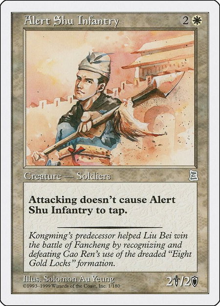 Alert Shu Infantry - Portal Three Kingdoms Magic: The Gathering trading card