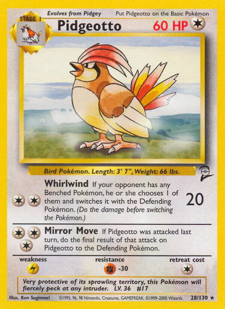 Pidgeotto trading card from Base Set 2 Pidgeotto - Base Set 2 Pokémon trading card