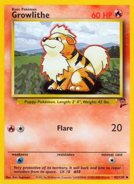 Growlithe - Base Set 2 Pokémon trading card