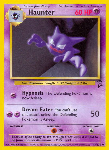 Haunter trading card from Base Set 2 Haunter - Base Set 2 Pokémon trading card