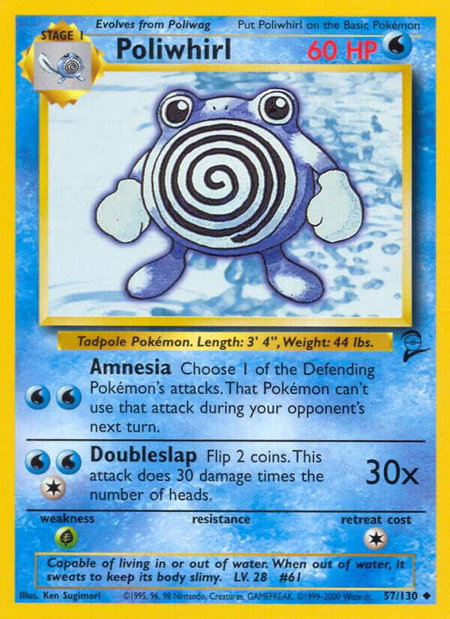 Poliwhirl trading card from Base Set 2 Poliwhirl - Base Set 2 Pokémon trading card