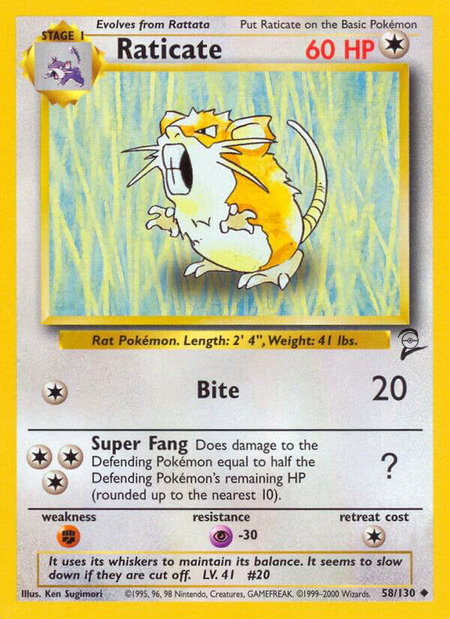 Raticate - Base Set 2 Pokémon trading card