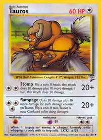 Tauros - Base Set 2 (BS2) #062/130 - Uncommon Pokémon Trading Card