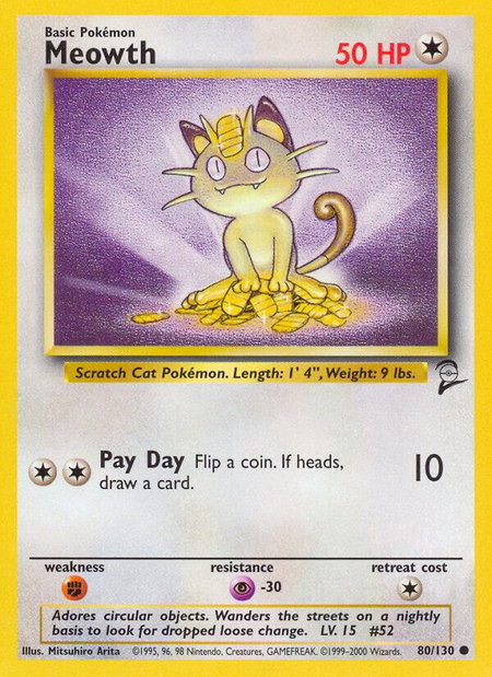 Meowth - Base Set 2 Pokémon trading card