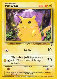 Pikachu - Base Set 2 (BS2) #087/130 - Common Pokémon Trading Card