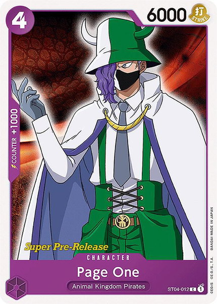 Page One trading card from Super Pre-Release Starter Deck 4: Animal Kingdom Pirates Page One - Super Pre-Release Starter Deck 4: Animal Kingdom Pirates One Piece trading card