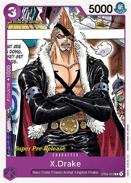 X.Drake trading card from Super Pre-Release Starter Deck 4: Animal Kingdom Pirates X.Drake - Super Pre-Release Starter Deck 4: Animal Kingdom Pirates One Piece trading card