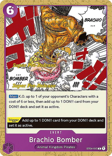Brachio Bomber trading card from Super Pre-Release Starter Deck 4: Animal Kingdom Pirates Brachio Bomber - Super Pre-Release Starter Deck 4: Animal Kingdom Pirates One Piece trading card