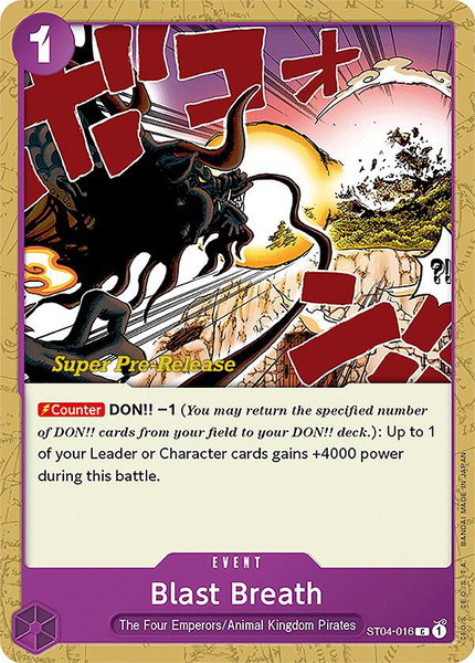Blast Breath trading card from Super Pre-Release Starter Deck 4: Animal Kingdom Pirates Blast Breath - Super Pre-Release Starter Deck 4: Animal Kingdom Pirates One Piece trading card