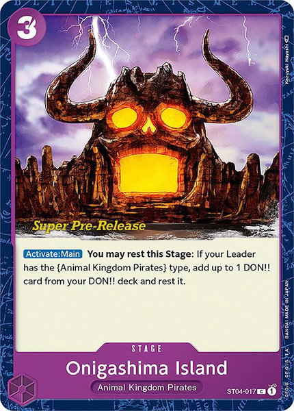 Onigashima Island trading card from Super Pre-Release Starter Deck 4: Animal Kingdom Pirates Onigashima Island - Super Pre-Release Starter Deck 4: Animal Kingdom Pirates One Piece trading card
