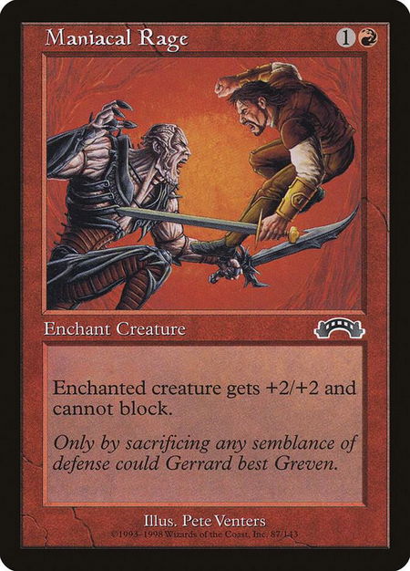 Maniacal Rage - Exodus Magic: The Gathering trading card