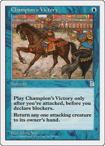 Champion's Victory - Portal Three Kingdoms Magic: The Gathering trading card