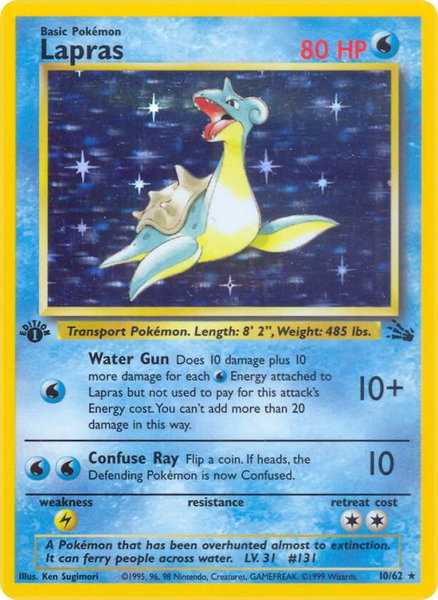 Lapras (10) - Fossil Pokémon trading card