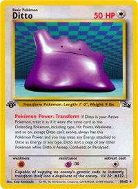 Ditto (18) - Fossil (FO) #18/62 - Rare Pokémon Trading Card