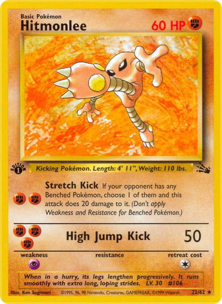 Hitmonlee (22) - Fossil Pokémon trading card