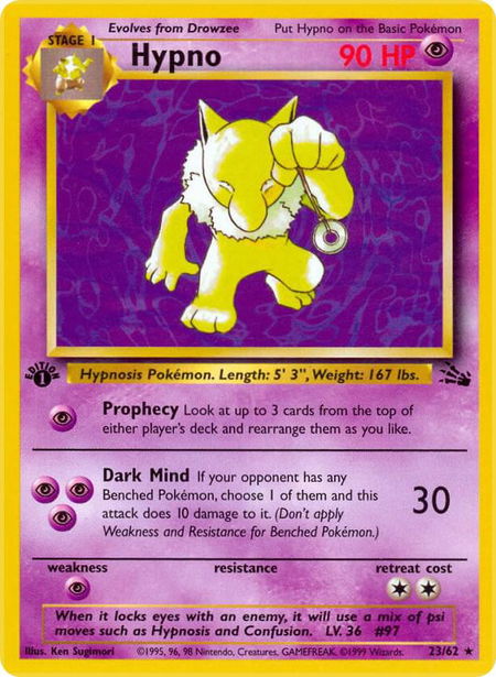 Hypno (23) - Fossil Pokémon trading card