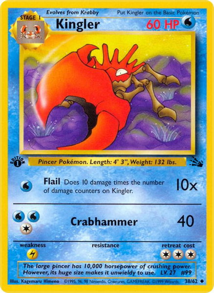 Kingler - Fossil Pokémon trading card