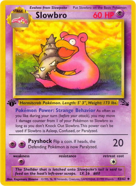 Slowbro trading card from Fossil Slowbro - Fossil Pokémon trading card
