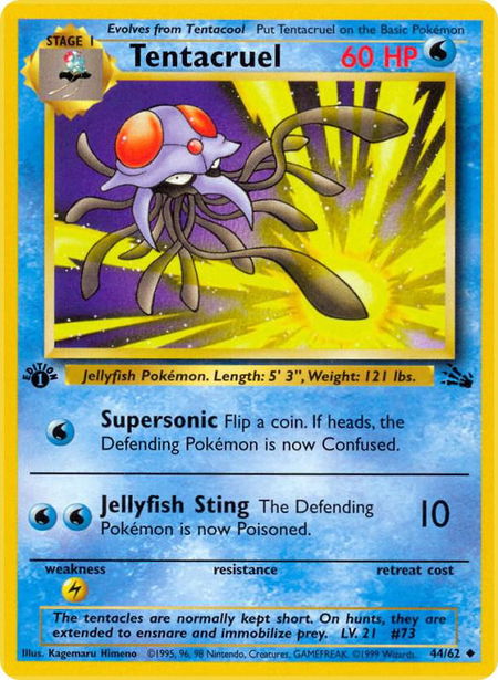 Tentacruel trading card from Fossil Tentacruel - Fossil Pokémon trading card