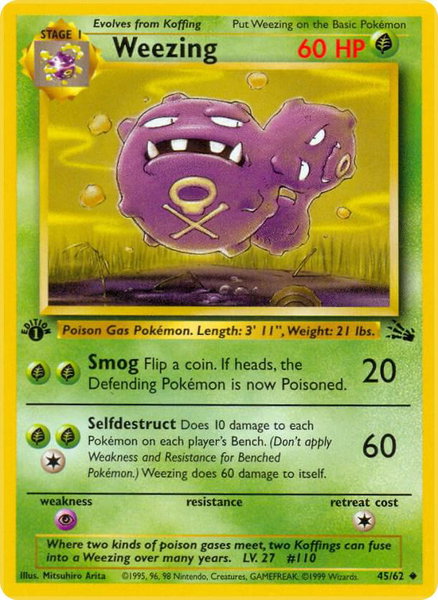 Weezing - Fossil Pokémon trading card