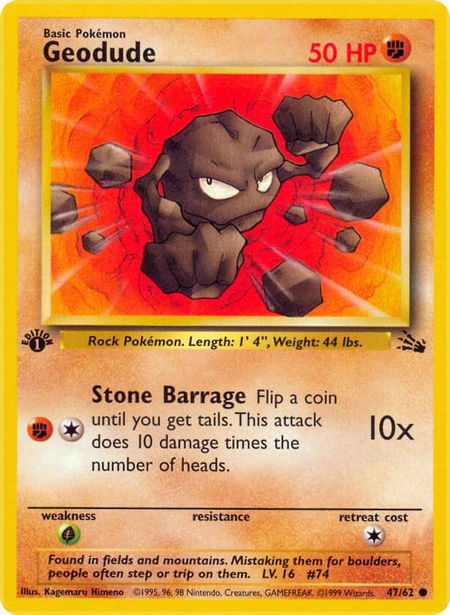 Geodude - Fossil Pokémon trading card